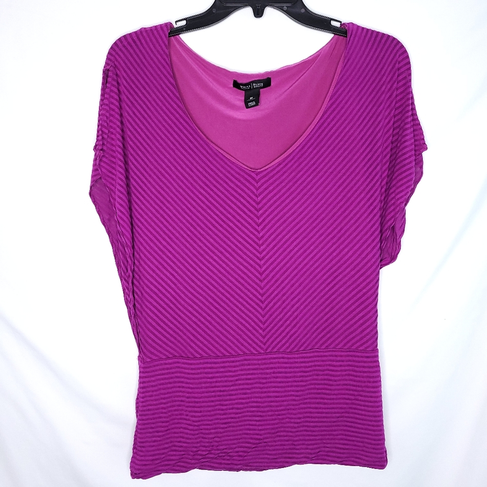 WHITE HOUSE BLACK MARKET Women's Flutter Sleeve Blouse MEDIUM